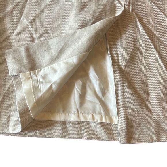 Glenbrooke Vtg 14 Cream Herringbone Pleated Midi Pencil Skirt‎ Lined Secretary - Picture 5 of 10